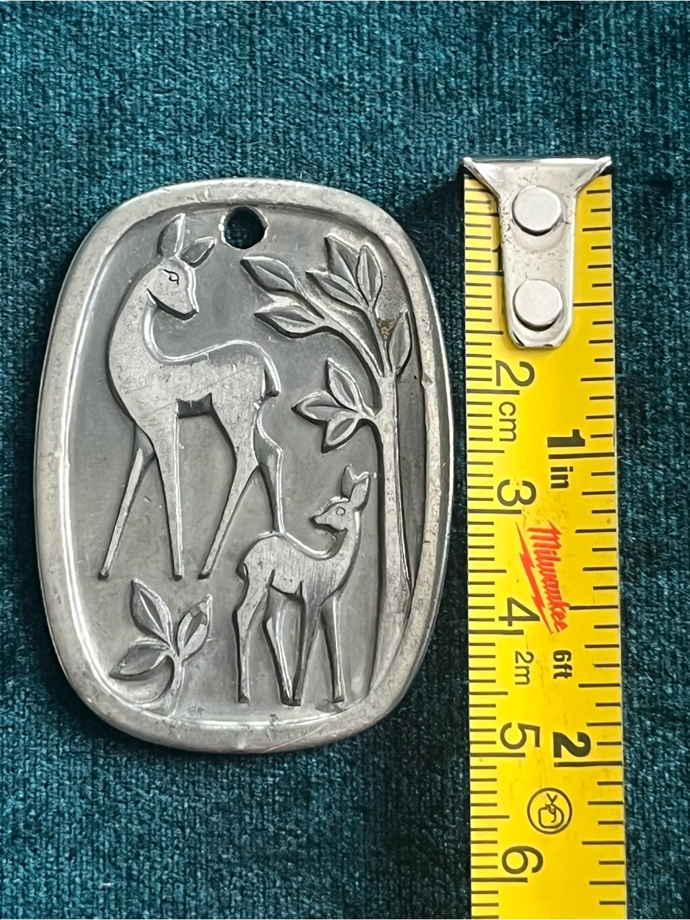 Vintage Norwegian Pewter Deer Pendant Hardanger Norway MCM - Picture 5 of 8